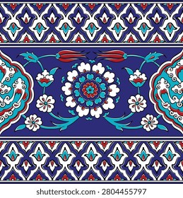 Traditional Turkish ceramic tile pattern. Inspired by Ottoman , ornamental Islamic motif for decorative design, wallpaper, textile and cultural projects.