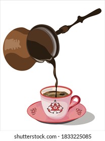 traditional turkish coffee
with decorative ornaments
vector illustration