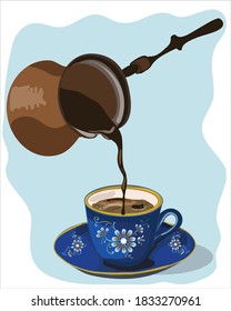 traditional turkish coffee
with decorative ornaments
vector illustration