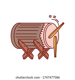 traditional turkish drum, musical instrument on white background vector illustration design