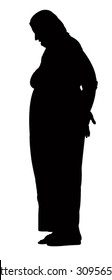 Traditional Turkish Fat Woman With Scarf, Silhouette Vector