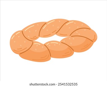 Cuisine traditionnelle turque, bagel au four avec des graines de sésame. Image vectorielle isolée sur illustration blanche à plat de produit de boulangerie.