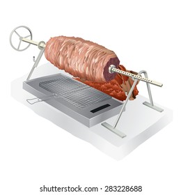 Traditional Turkish kebab isolated on a white background. Its a rotating kebab variety.