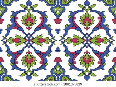 Traditional Turkish ornament seamless for your design. Floral Ornamental pattern. Iznik . Vector.