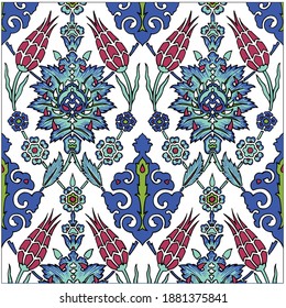 Traditional Turkish ornament seamless for your design. Floral Ornamental pattern. Iznik . Vector.