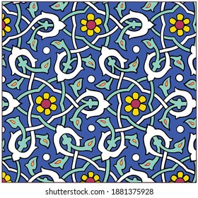 Traditional Turkish ornament seamless for your design. Floral Ornamental pattern. Iznik . Vector.