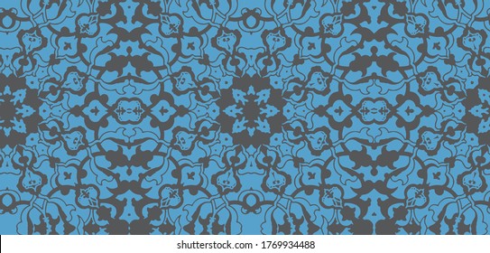 Traditional Turkish Ottoman Floral seamless vector for  pillow, tile, geometric motifs, ethnic shapes, mixed on grunge gray background . antique effect trendy modern carpet, rug, flooring pattern 