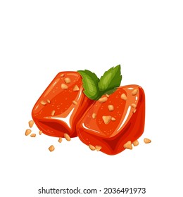 Traditional turkish pumpkin dessert (kabak tatlisi) vector illustration.