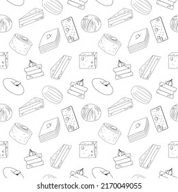 Traditional turkish sweets. Oriental cuisine. Seamless pattern. Vector