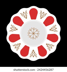 Traditional Turkish tea plate. Classic tea saucer icon. The plate placed under the glass during tea presentations. Vector illustration