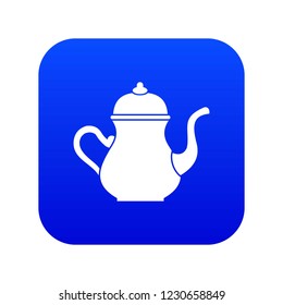 Traditional Turkish teapot icon digital blue for any design isolated on white vector illustration