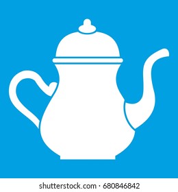 Traditional Turkish teapot icon white isolated on blue background vector illustration