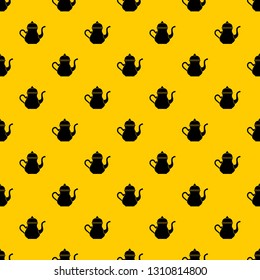 Traditional Turkish teapot pattern seamless vector repeat geometric yellow for any design