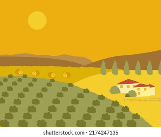 Traditional Tuscany contryside vector illustration