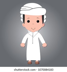 Traditional UAE Arab Clothes 01. Male Character dressed in traditional UAE Arab wardrobe. Vector Illustration