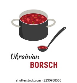 Traditional Ukrainian borsch vector illustration