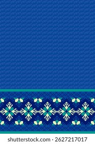 Traditional Ukrainian cross-stitch
Detailed vector Illustration for textile printing design, on pixels blue tones