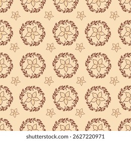 Traditional Ukrainian cross-stitch Detailed vector Illustration for textile printing design, on pixels brown tones