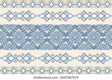 Traditional Ukrainian cross-stitch Detailed vector Illustration for textile printing design, on pixels pastel colors tones