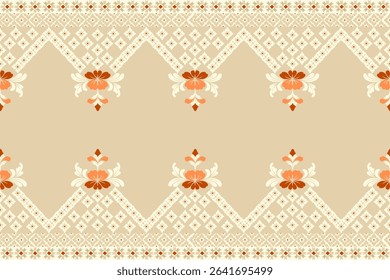 Traditional Ukrainian cross-stitch Detailed vector Illustration for textile printing design, on pixels brown tones