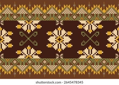 Traditional Ukrainian cross-stitch Detailed vector Illustration for textile printing design, on pixels pastel tones