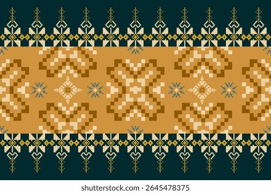 Traditional Ukrainian cross-stitch Detailed vector Illustration for textile printing design, on pixels pastel tones