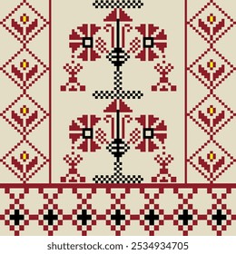 Traditional Ukrainian
Cross-Stitch Embroidery - Detailed Vector
Illustration for Textile Print Design