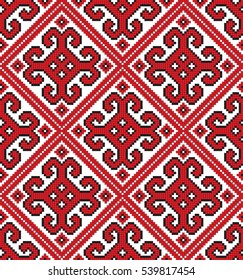 Traditional Ukrainian folk art knitted embroidery pattern.