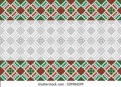 Traditional Ukrainian folk art knitted embroidery pattern.