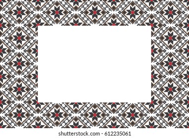 Traditional Ukrainian folk art knitted embroidery pattern.
