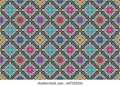 Traditional Ukrainian folk art knitted embroidery pattern.  svg