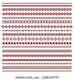 Traditional Ukrainian knitted embroidery art, ethnic border ornament vyshyvanka