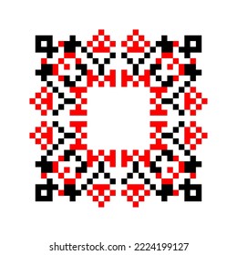 Traditional Ukrainian knitted embroidery art, ethnic mandala ornament vyshyvanka