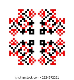 Traditional Ukrainian knitted embroidery art, ethnic mandala ornament vyshyvanka