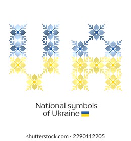 Traditional Ukrainian Ornament Elements. Ukraine flag color