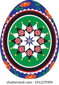 Traditional Ukrainian Painted Egg With Flowers and Cultural Patterns