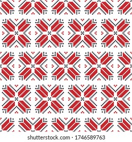 Patrón ucraniano tradicional. Patrón sin costura con camisa bordada. Vector.