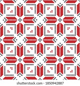 Traditional Ukrainian pattern. Seamless pattern with embroidered shirt. Vector.