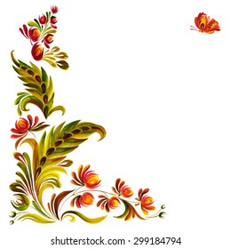 Traditional Ukrainian vector ornament, painted Petrikovskaya