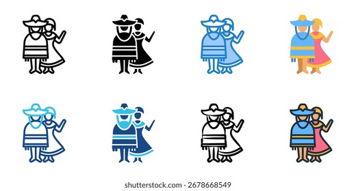 Traditional uniform icon set multiple style collection 
