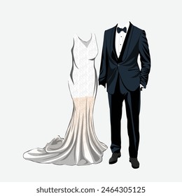 Traditional and Vector Abstract Couple Dress Design. Illustrator and designer. Wedding Invites, save the date, Birthday Invites, Video Invites, E-Cards.