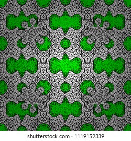 Traditional vector and cute pattern. Classic oriental background with white doodles. Damask seamless ornament.