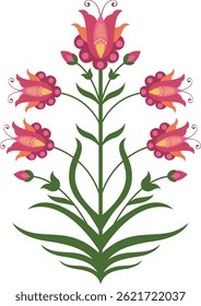 Traditional vector flower motif. Hand drawn vector flower plant illustrations.
