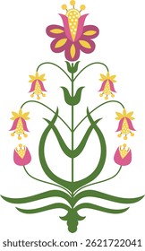 Traditional vector flower motif. Hand drawn vector flower plant illustrations.
