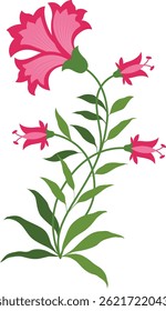 Traditional vector flower motif. Hand drawn vector flower plant illustrations.