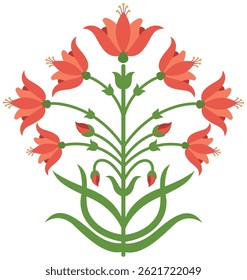 Traditional vector flower motif. Hand drawn vector flower plant illustrations.
