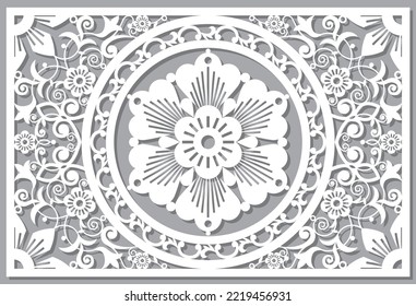 Traditional vector frame or border design with flower in the middle, Moroccan carved wall panels art, vector arabic pattern with flowers, leaves and swirls - 6x9 format

Marrakesh boho wall panel