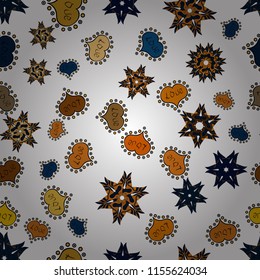 Traditional vector and golden pattern. Classic oriental pattern over gray, beige and brown colors. Damask seamless ornament.