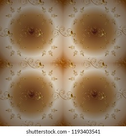 Traditional vector and golden pattern. Classic oriental pattern over beige, brown and neutral colors. Damask seamless ornament.