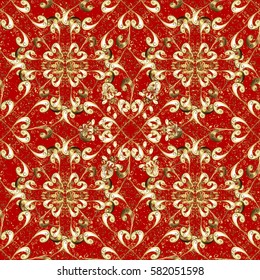 Traditional vector and golden pattern. Classic oriental background. Damask ornament.